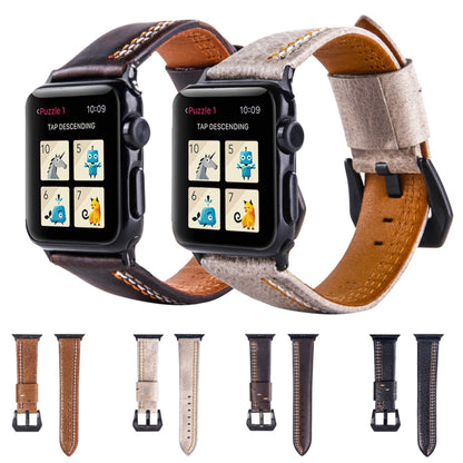 For Apple Watch Series 3 & 2 & 1 42mm Tiga Line Pattern PU Leather Wrist Watch Band (Black) - Watch Bands by buy2fix | Online Shopping UK | buy2fix