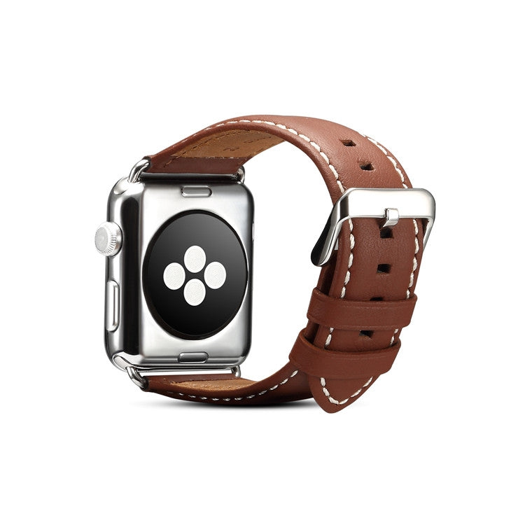 Denior Environmental Luxury Car Watch Leather Watch Band for Apple Watch Series 7 41mm / 6 & SE & 5 & 4 40mm / 3 & 2 & 1 38mm(Brown) - Watch Bands by Denior | Online Shopping UK | buy2fix