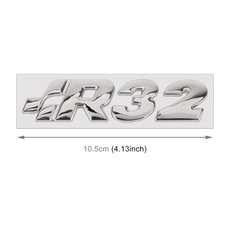 Car R32 Pattern 3D Metal Personalized Decorative Stickers, Size: 10.5 x 3 x 0.5cm (Silver) - 3D Metal Sticker by buy2fix | Online Shopping UK | buy2fix