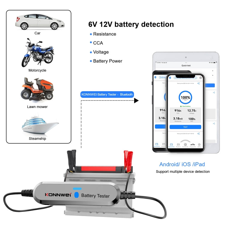 KONNWEI BK100 X431 BST360 Car Bluetooth Battery Tester(Silver) - Electronic Test by KONNWEI | Online Shopping UK | buy2fix