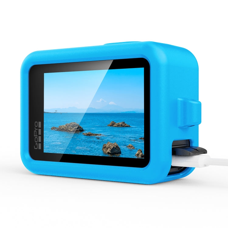 For GoPro HERO13 Black Silicone Protective Case Cover with Wrist Strap & Lens Cover (Blue) - Silicone Cases by buy2fix | Online Shopping UK | buy2fix