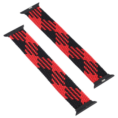 Plastic Buckle Mixed Color Nylon Braided Single Loop Watch Band For Apple Watch Ultra 49mm&Watch Ultra 2 49mm / Series 9&8&7 45mm / SE 3&SE 2&6&SE&5&4 44mm / 3&2&1 42mm, Size:XL(Checkered Red Black) - Watch Bands by buy2fix | Online Shopping UK | buy2fix