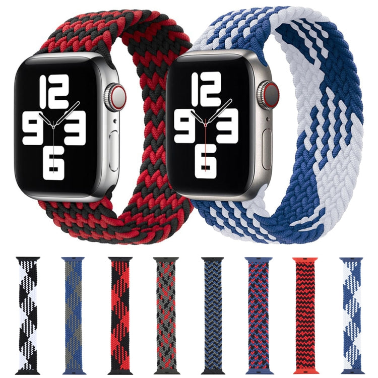 Plastic Buckle Mixed Color Nylon Braided Single Loop Watch Band For Apple Watch Ultra 49mm&Watch Ultra 2 49mm / Series 9&8&7 45mm / SE 3&SE 2&6&SE&5&4 44mm / 3&2&1 42mm, Size:XL(Checkered Black White) - Watch Bands by buy2fix | Online Shopping UK | buy2fix