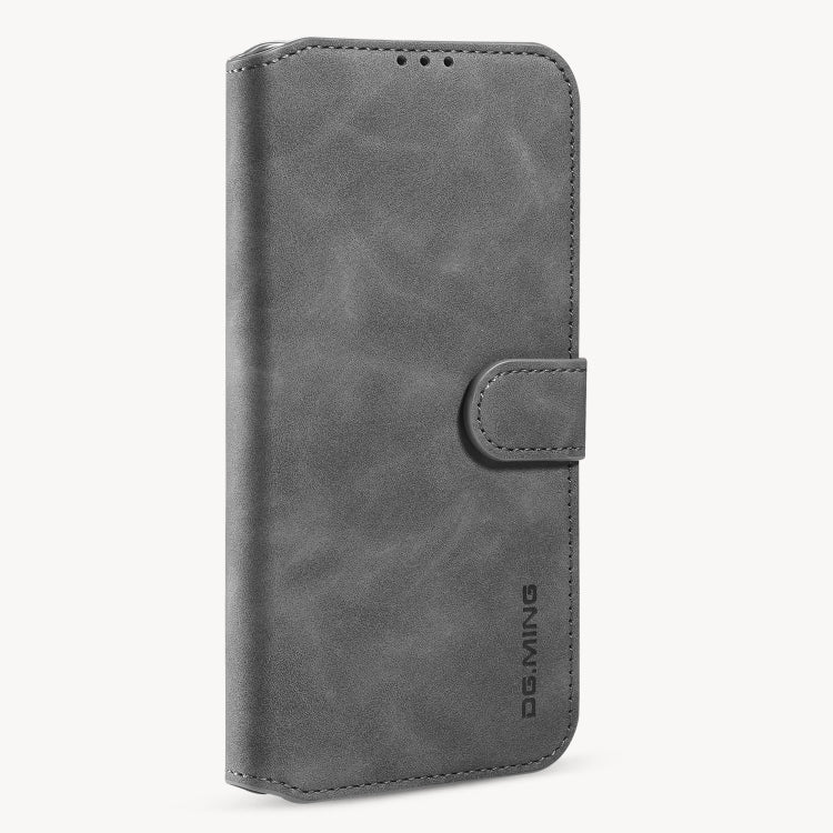 For iPhone 12 Pro Max DG.MING Retro Oil Side Horizontal Flip Case with Holder & Card Slots & Wallet(Grey) - iPhone 12 Pro Max Cases by DG.MING | Online Shopping UK | buy2fix