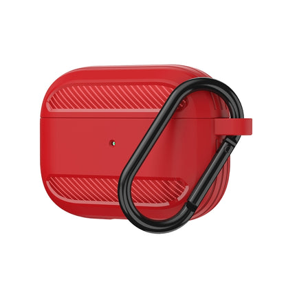 Wireless Earphones Shockproof Carbon Fiber Armor TPU Protective Case For AirPods Pro(Red) - For AirPods Pro by buy2fix | Online Shopping UK | buy2fix