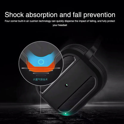 Wireless Earphones Shockproof Carbon Fiber Armor TPU Protective Case For AirPods Pro(Green) - For AirPods Pro by buy2fix | Online Shopping UK | buy2fix