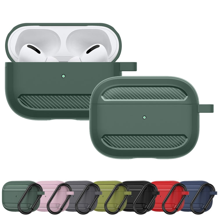 Wireless Earphones Shockproof Carbon Fiber Armor TPU Protective Case For AirPods Pro(Green) - For AirPods Pro by buy2fix | Online Shopping UK | buy2fix