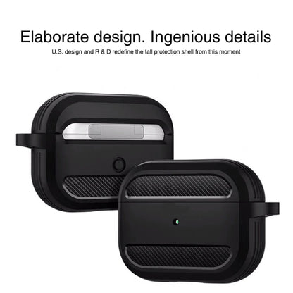 Wireless Earphones Shockproof Carbon Fiber Armor TPU Protective Case For AirPods Pro(Blue) - For AirPods Pro by buy2fix | Online Shopping UK | buy2fix