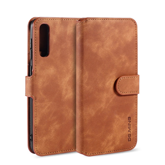 For Galaxy A30s / A50s DG.MING Retro Oil Side Horizontal Flip Case with Holder & Card Slots & Wallet(Brown) - Galaxy Phone Cases by DG.MING | Online Shopping UK | buy2fix