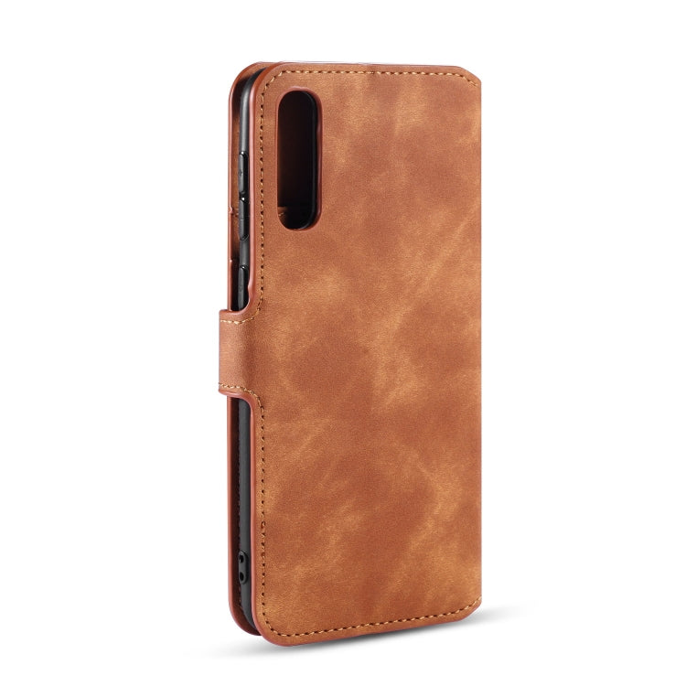 For Galaxy A30s / A50s DG.MING Retro Oil Side Horizontal Flip Case with Holder & Card Slots & Wallet(Brown) - Galaxy Phone Cases by DG.MING | Online Shopping UK | buy2fix