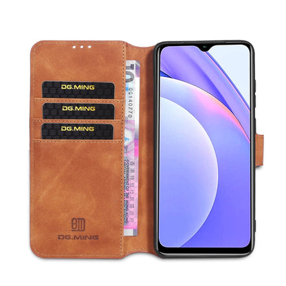 For Xiaomi Redmi Note 9 4G DG.MING Retro Oil Side Horizontal Flip Leather Case with Holder & Card Slots & Wallet(Brown) - Xiaomi Cases by DG.MING | Online Shopping UK | buy2fix