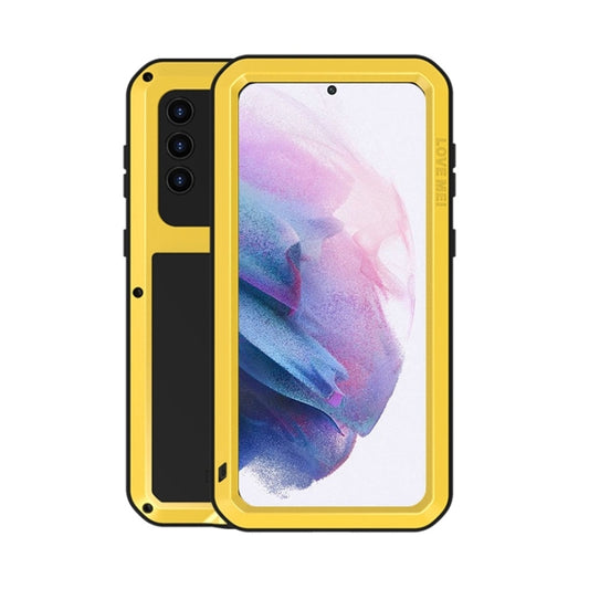 For Samsung Galaxy S21+ 5G LOVE MEI Metal Shockproof Waterproof Dustproof Protective Case with Glass(Yellow) - Galaxy S21+ 5G Cases by LOVE MEI | Online Shopping UK | buy2fix