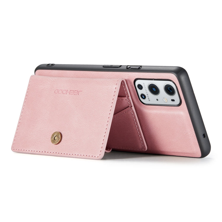 For OnePlus 9 Pro JEEHOOD Retro Magnetic Detachable Protective Case with Wallet & Card Slot & Holder(Pink) - OnePlus Cases by JEEHOOD | Online Shopping UK | buy2fix