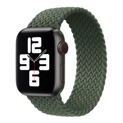 Metal Head Braided Nylon Solid Color Watch Band For Apple Watch Ultra 49mm&Watch Ultra 2 49mm / Series 9&8&7 45mm / SE 3&SE 2&6&SE&5&4 44mm / 3&2&1 42mm, Size:M 155mm(Dark Olive Green) - Watch Bands by buy2fix | Online Shopping UK | buy2fix