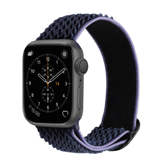 Wave Texture Nylon Watch Band For Apple Watch Ultra 49mm&Watch Ultra 2 49mm / Series 9&8&7 45mm / SE 3&SE 2&6&SE&5&4 44mm / 3&2&1 42mm(Midnight Blue Black) - Watch Bands by buy2fix | Online Shopping UK | buy2fix