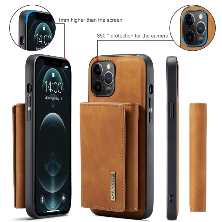 For iPhone 12 Pro Max DG.MING M1 Series 3-Fold Multi Card Wallet + Magnetic Back Cover Shockproof Case with Holder Function(Brown) - iPhone 12 Pro Max Cases by DG.MING | Online Shopping UK | buy2fix