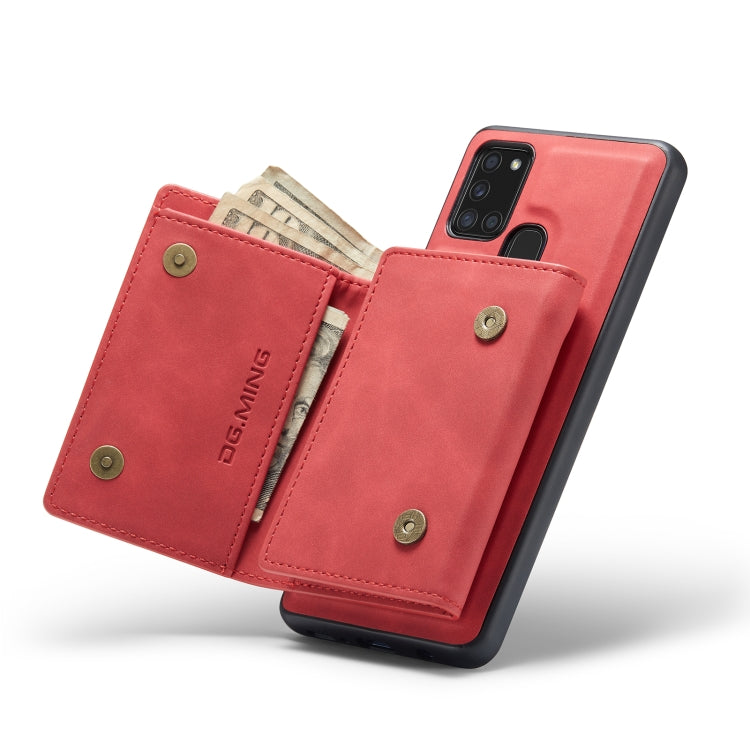 For Samsung Galaxy A21s DG.MING M1 Series 3-Fold Multi Card Wallet  Back Cover Shockproof Case with Holder Function(Red) - Galaxy Phone Cases by DG.MING | Online Shopping UK | buy2fix