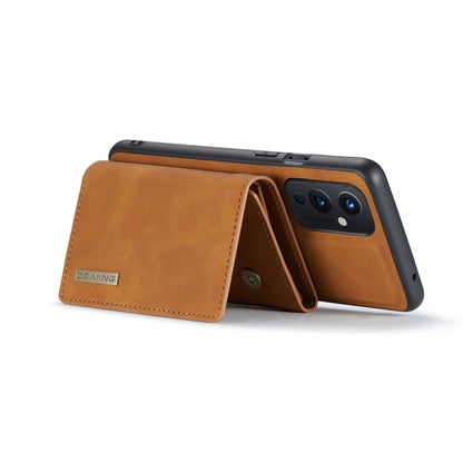 For OnePlus 9 (EU/NA) DG.MING M1 Series 3-Fold Multi Card Wallet  Back Cover Shockproof Case with Holder Function(Brown) -  by DG.MING | Online Shopping UK | buy2fix