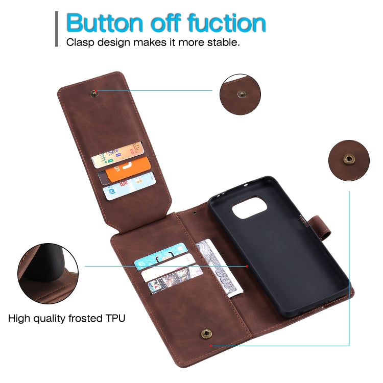 For Xiaomi Poco X3 NFC Skin Feel Business Horizontal Flip PU Leather Case with Holder & Multi-Card Slots & Wallet & Lanyard & Photo Frame(Brown) - Xiaomi Cases by buy2fix | Online Shopping UK | buy2fix