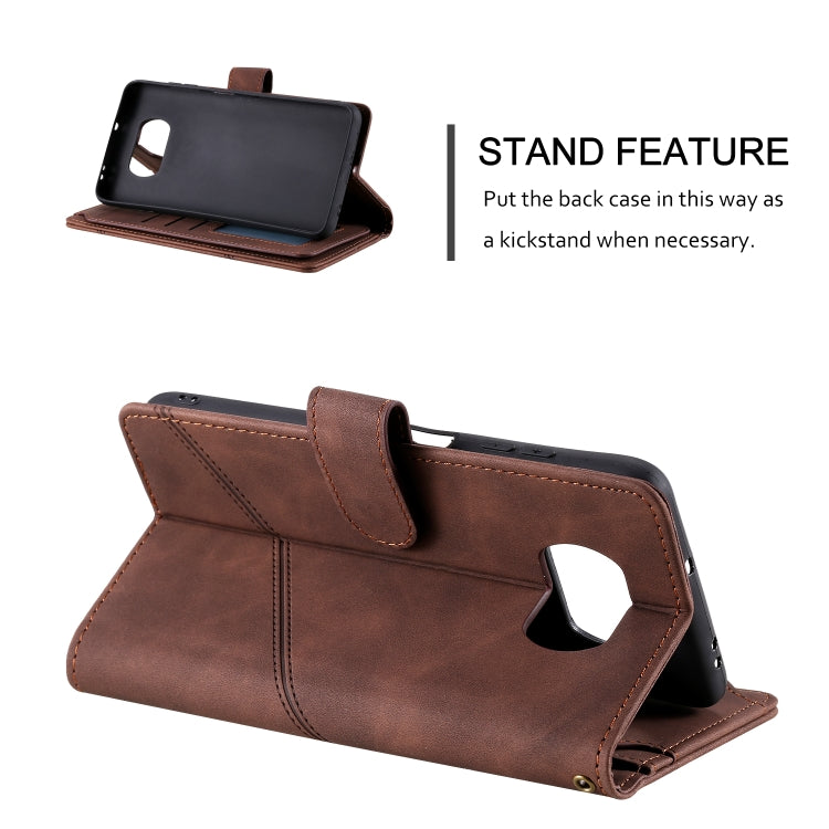 For Xiaomi Poco X3 NFC Skin Feel Business Horizontal Flip PU Leather Case with Holder & Multi-Card Slots & Wallet & Lanyard & Photo Frame(Brown) - Xiaomi Cases by buy2fix | Online Shopping UK | buy2fix