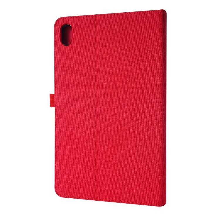 For Lenovo Tab K10 Fabric Texture Horizontal Flip TPU Leather Case with Holder(Red) - Lenovo by buy2fix | Online Shopping UK | buy2fix