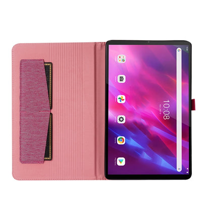For Lenovo Tab K10 Fabric Texture Horizontal Flip TPU Leather Case with Holder(Red Wine) - Lenovo by buy2fix | Online Shopping UK | buy2fix