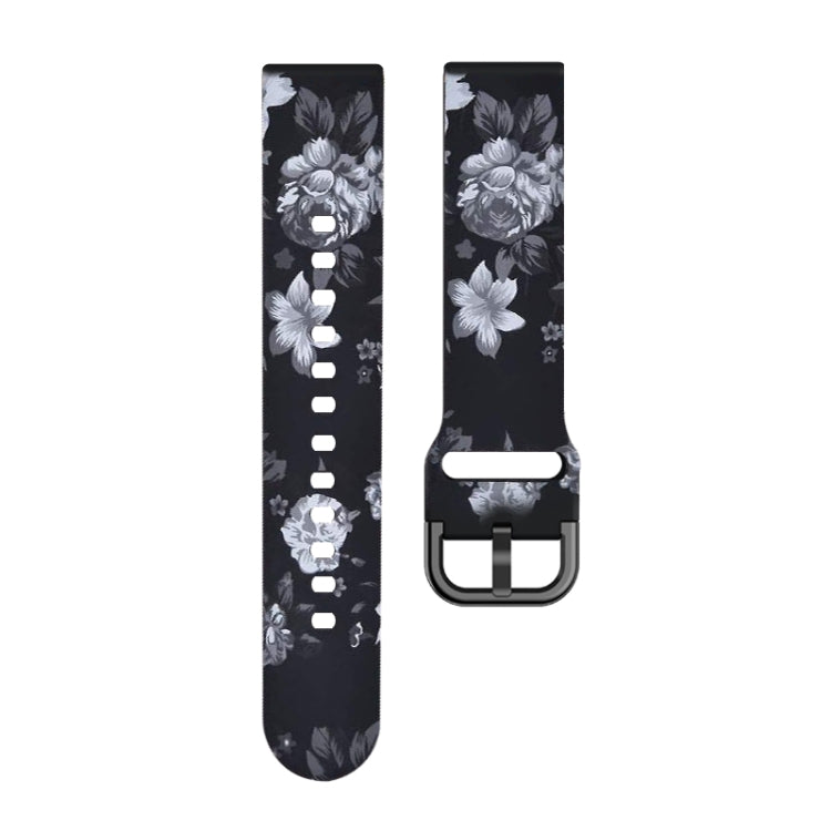 For Samsung Galaxy Watch 42mm Silicone Printing Watch Band(Black Grey Flower) - Watch Bands by buy2fix | Online Shopping UK | buy2fix