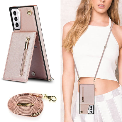 For Samsung Galaxy S21+ 5G Cross-body Zipper Square TPU+PU Back Cover Case with Holder & Card Slots & Wallet & Strap(Rose Gold) - Galaxy S21+ 5G Cases by buy2fix | Online Shopping UK | buy2fix