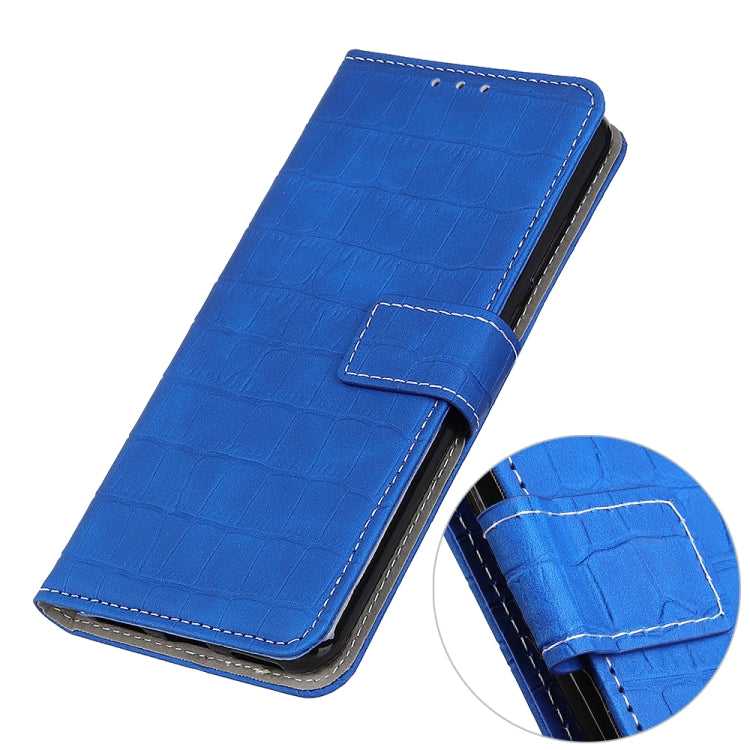 For OnePlus Nord 2 5G Magnetic Crocodile Texture Horizontal Flip Leather Case with Holder & Card Slots & Wallet(Blue) - OnePlus Cases by buy2fix | Online Shopping UK | buy2fix