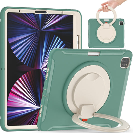For iPad Pro 12.9 2022 / 2021 Shockproof TPU + PC Protective Tablet Case with 360 Degree Rotation Foldable Handle Grip Holder & Pen Slot(Emmerald Green) - iPad Pro 12.9 (2022/2021) Cases by buy2fix | Online Shopping UK | buy2fix