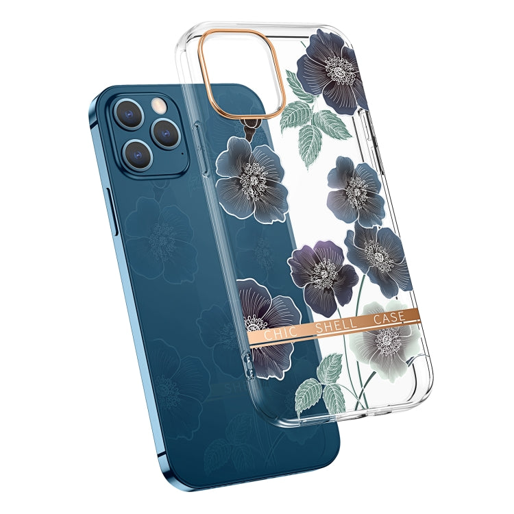 For iPhone 12 Pro Max High Translucent Electroplating Flower Pattern TPU + PC Shockproof Case(Cineraria) - iPhone 12 Pro Max Cases by buy2fix | Online Shopping UK | buy2fix