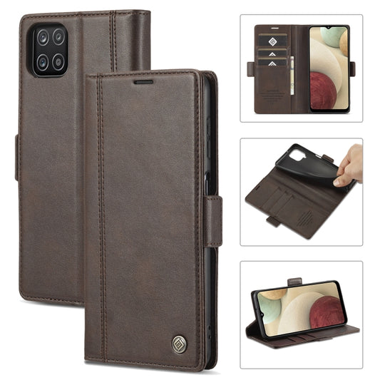 For Samsung Galaxy A22 5G LC.IMEEKE Magnetic Buckle PU + TPU Horizontal Flip Leather Case with Holder & Card Slots & Wallet(Coffee) - Galaxy Phone Cases by LC.IMEEKE | Online Shopping UK | buy2fix
