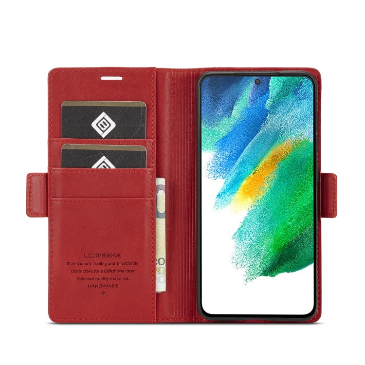 For Samsung Galaxy S21+ 5G LC.IMEEKE Magnetic Buckle PU + TPU Horizontal Flip Leather Case with Holder & Card Slots & Wallet(Red) - Galaxy S21+ 5G Cases by LC.IMEEKE | Online Shopping UK | buy2fix