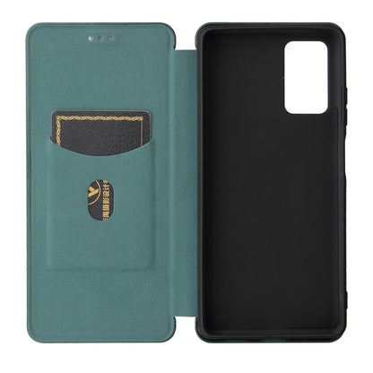 For Blackview A100 Carbon Fiber Texture Horizontal Flip TPU + PC + PU Leather Case with Card Slot(Green) - More Brand by buy2fix | Online Shopping UK | buy2fix