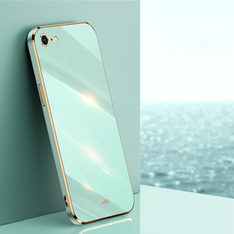 For iPhone SE 2022 / SE 2020 / 8 / 7 XINLI Straight 6D Plating Gold Edge TPU Shockproof Case(Mint Green) - iPhone SE 2022 / 2020 / 8 / 7 Cases by XINLI | Online Shopping UK | buy2fix
