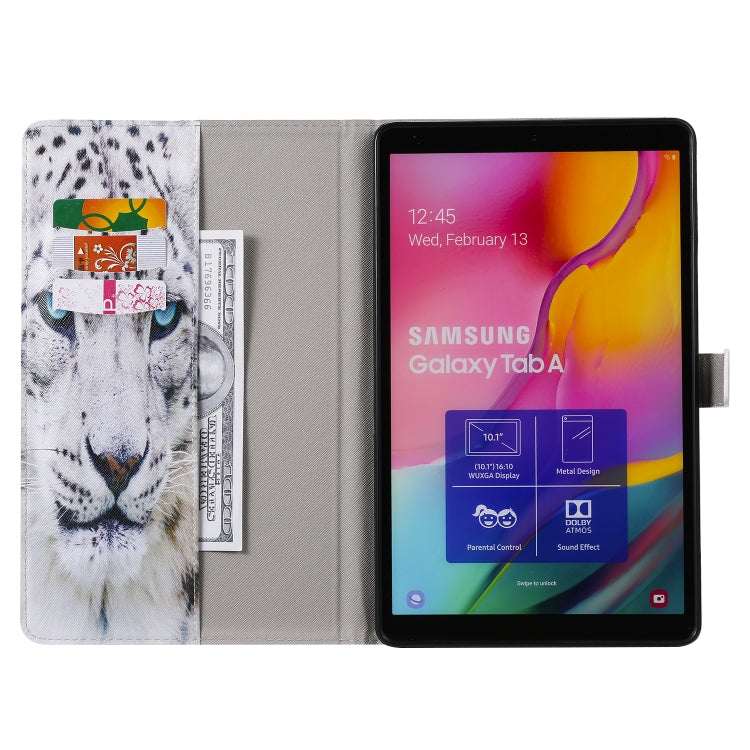 For Galaxy Tab A 10.1 (2019) 3D Colored Drawing Horizontal Flip Leather Case with Holder & Card Slots & Wallet(White Leopard) - Tab A 10.1 by buy2fix | Online Shopping UK | buy2fix