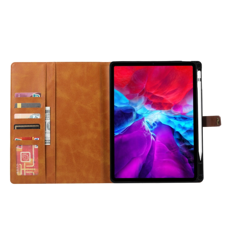 For iPad Pro 12.9 2022/2021/2020 Calf Texture Double Fold Clasp Horizontal Flip Leather Tablet Case with Photo Frame & Holder & Card Slots & Wallet(Black) - iPad Pro 12.9 (2022/2021) Cases by buy2fix | Online Shopping UK | buy2fix