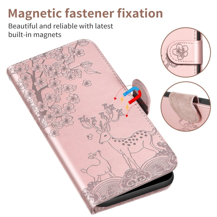 For Xiaomi Redmi 9A Sika Deer Embossing Pattern Horizontal Flip PU Leather Case with Holder & Card Slot & Wallet & Photo Frame(Rose Gold) - Xiaomi Cases by buy2fix | Online Shopping UK | buy2fix