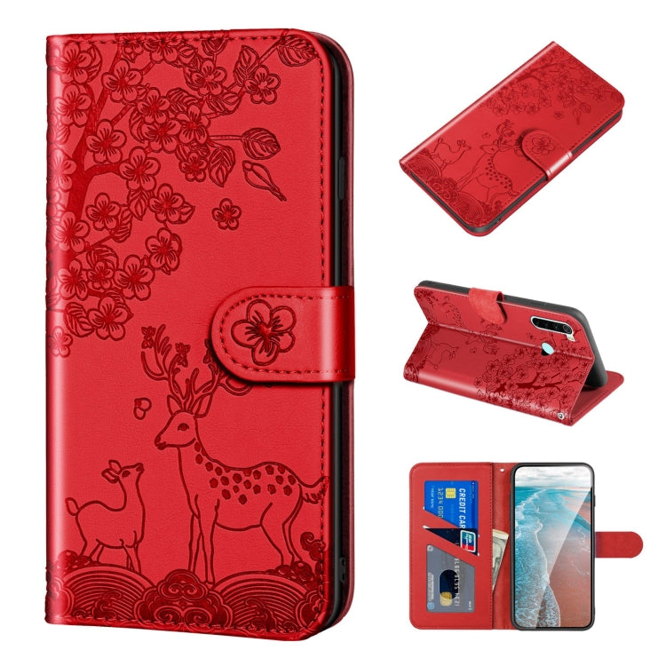 For Xiaomi Redmi Note 8 Sika Deer Embossing Pattern Horizontal Flip PU Leather Case with Holder & Card Slot & Wallet & Photo Frame(Red) - Xiaomi Cases by buy2fix | Online Shopping UK | buy2fix