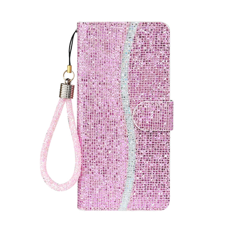 For iPhone 13 Glitter Powder Horizontal Flip Leather Case with Card Slots & Holder & Lanyard(Pink) - iPhone 13 Cases by buy2fix | Online Shopping UK | buy2fix