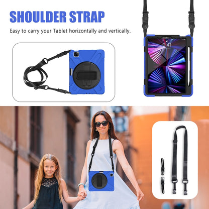 For iPad Pro 11 2022 / 2021 / 2020 / 2018 Silicone + PC Protective Tablet Case with Holder & Shoulder Strap(Blue) - iPad Pro 11 (2022/2021) Cases by buy2fix | Online Shopping UK | buy2fix