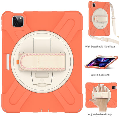 For iPad Pro 11 2022 / 2021 / 2020 / 2018 Silicone + PC Protective Tablet Case with Holder & Shoulder Strap(Orange) - iPad Pro 11 (2022/2021) Cases by buy2fix | Online Shopping UK | buy2fix