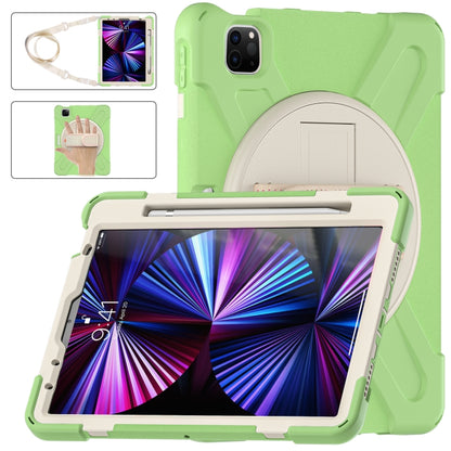 For iPad Pro 11 2022 / 2021 / 2020 / 2018 Silicone + PC Protective Tablet Case with Holder & Shoulder Strap(Matcha Green) - iPad Pro 11 (2022/2021) Cases by buy2fix | Online Shopping UK | buy2fix