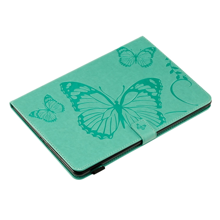 For iPad 10.2 / Pro 10.5 / Air  2019 Pressed Printing Butterfly Pattern Horizontal Flip PU Leather Case with Holder & Card Slots & Wallet & Pen Slot(Green) - iPad Air (2019) Cases by buy2fix | Online Shopping UK | buy2fix