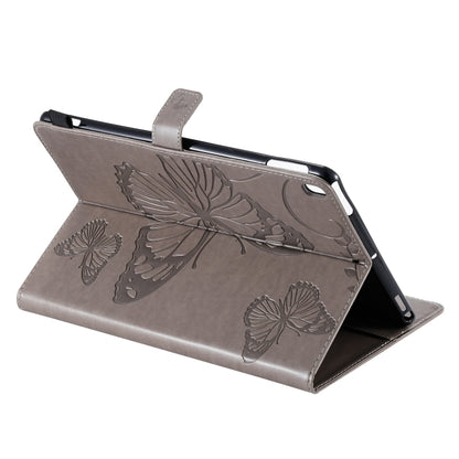 For iPad 10.2 / Pro 10.5 / Air  2019 Pressed Printing Butterfly Pattern Horizontal Flip PU Leather Case with Holder & Card Slots & Wallet & Pen Slot(Grey) - iPad Air (2019) Cases by buy2fix | Online Shopping UK | buy2fix