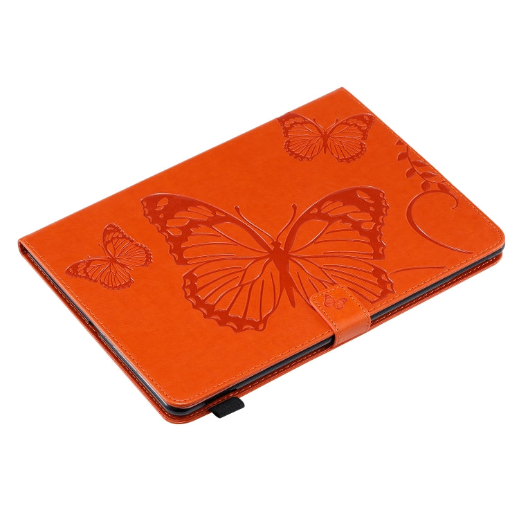For iPad 10.2 / Pro 10.5 / Air  2019 Pressed Printing Butterfly Pattern Horizontal Flip PU Leather Case with Holder & Card Slots & Wallet & Pen Slot(Orange) - iPad Air (2019) Cases by buy2fix | Online Shopping UK | buy2fix