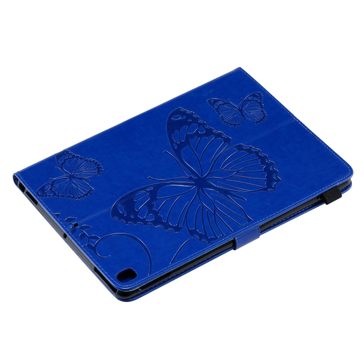 For iPad 10.2 / Pro 10.5 / Air  2019 Pressed Printing Butterfly Pattern Horizontal Flip PU Leather Case with Holder & Card Slots & Wallet & Pen Slot(Blue) - iPad Air (2019) Cases by buy2fix | Online Shopping UK | buy2fix