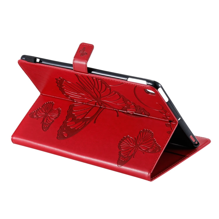 For iPad 10.2 / Pro 10.5 / Air  2019 Pressed Printing Butterfly Pattern Horizontal Flip PU Leather Case with Holder & Card Slots & Wallet & Pen Slot(Red) - iPad Air (2019) Cases by buy2fix | Online Shopping UK | buy2fix