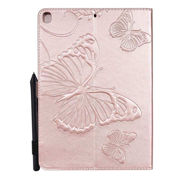 For iPad 10.2 / Pro 10.5 / Air  2019 Pressed Printing Butterfly Pattern Horizontal Flip PU Leather Case with Holder & Card Slots & Wallet & Pen Slot(Rose Gold) - iPad Air (2019) Cases by buy2fix | Online Shopping UK | buy2fix
