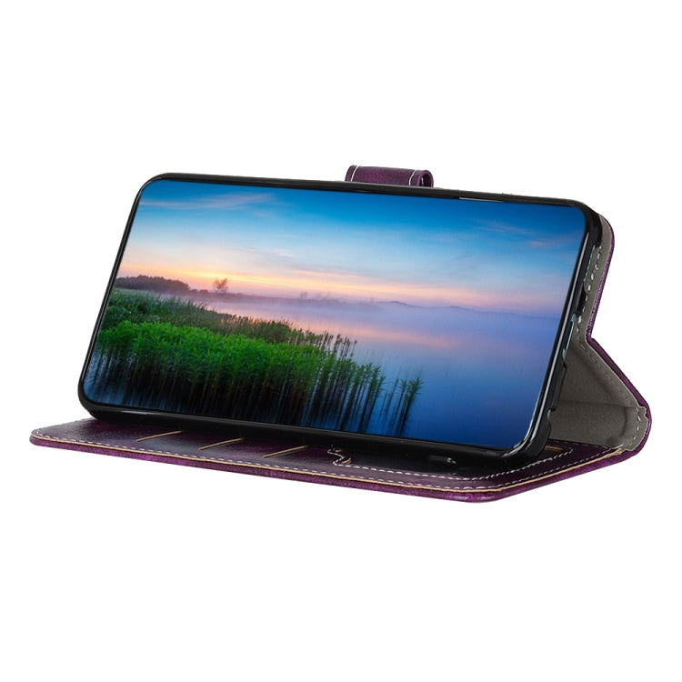 For OPPO A16 Retro Crazy Horse Texture Horizontal Flip Leather Case with Holder & Card Slots & Photo Frame & Wallet(Purple) - OPPO Cases by buy2fix | Online Shopping UK | buy2fix